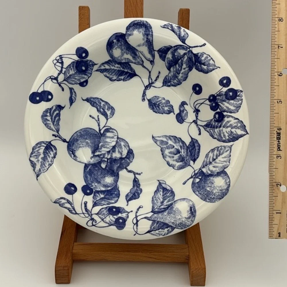 Ceramica Quadrifoglio Blue Fruits and Leaves Set of 4 Soup Bowls